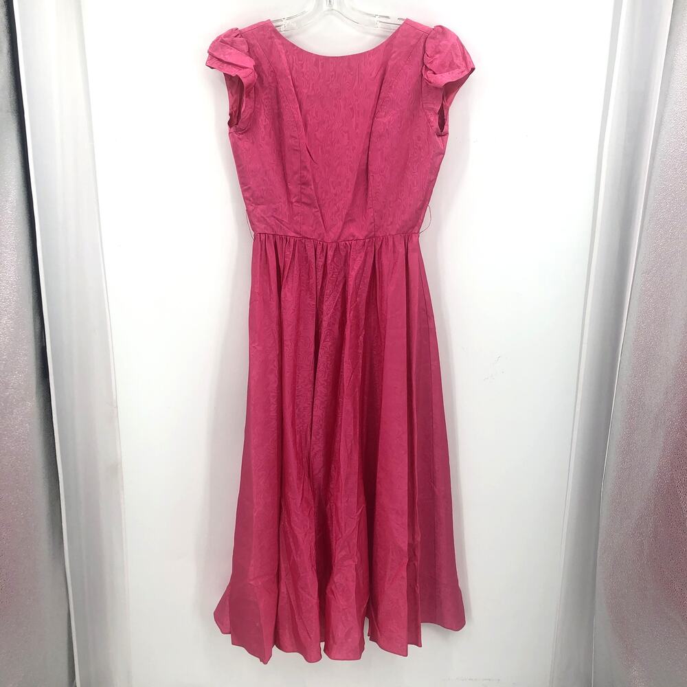 Dessy Creations VINTAGE Round Neck Fit Flare Party Dress Cap Short Sleeves SZ 10